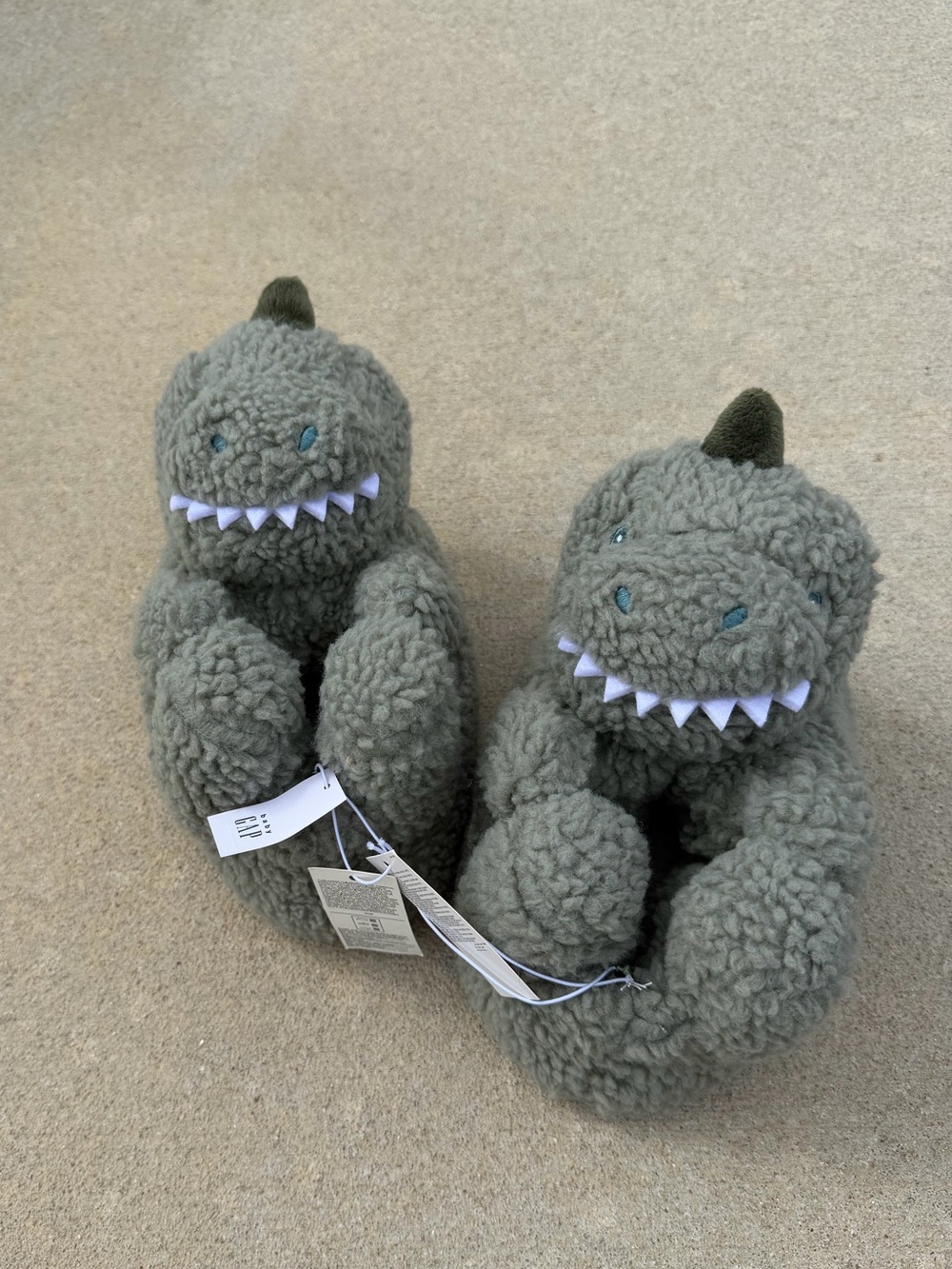 Baby Gap Plush Dino Slippers - Olive Green
